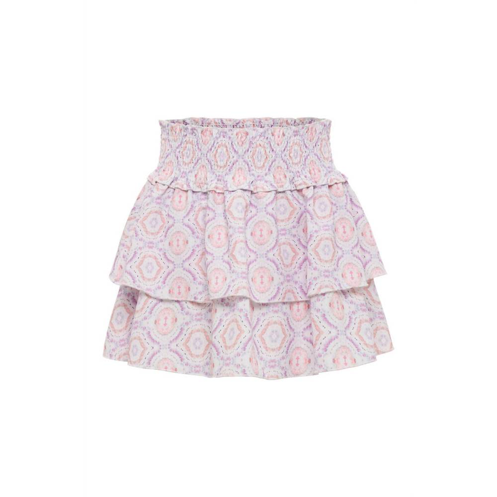 NEW PLEAT girl's scottie skirt in purple coral ikat